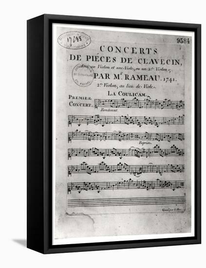 Score Sheet for "Concerts De Pieces De Clavecin" by Jean-Philippe Rameau (1683-1764) 1741-L. Hue-Framed Premier Image Canvas