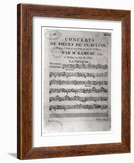 Score Sheet for "Concerts De Pieces De Clavecin" by Jean-Philippe Rameau (1683-1764) 1741-L. Hue-Framed Giclee Print