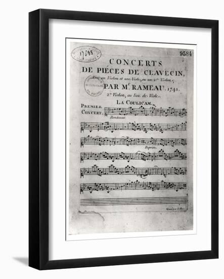 Score Sheet for "Concerts De Pieces De Clavecin" by Jean-Philippe Rameau (1683-1764) 1741-L. Hue-Framed Giclee Print