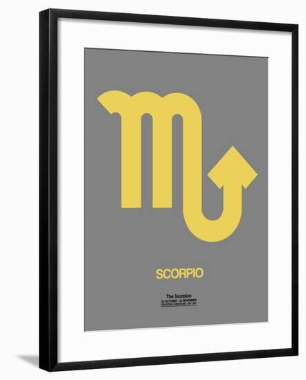 Scorpio Zodiac Sign Yellow on Grey-NaxArt-Framed Art Print