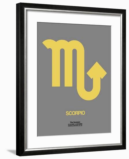 Scorpio Zodiac Sign Yellow on Grey-NaxArt-Framed Art Print