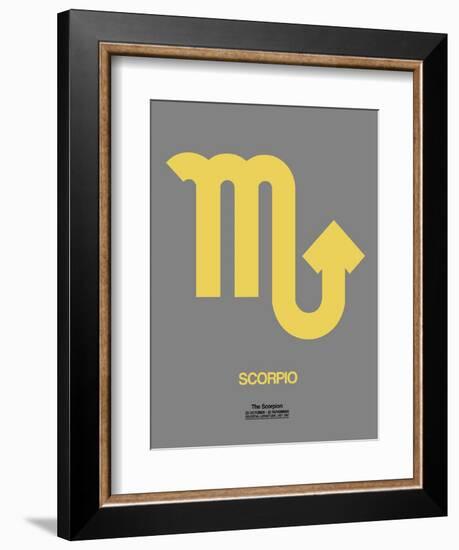 Scorpio Zodiac Sign Yellow on Grey-NaxArt-Framed Art Print