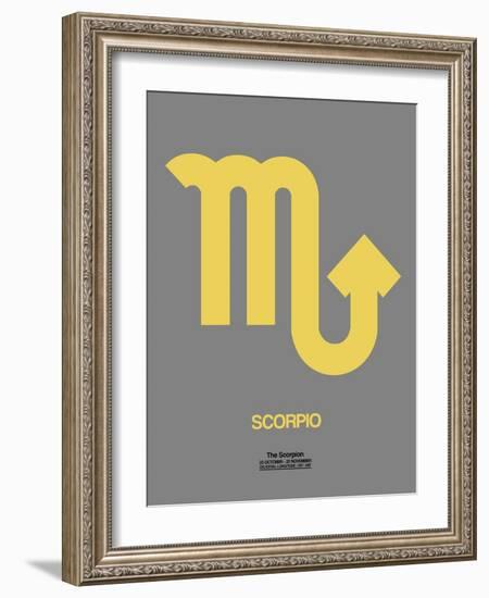 Scorpio Zodiac Sign Yellow on Grey-NaxArt-Framed Art Print