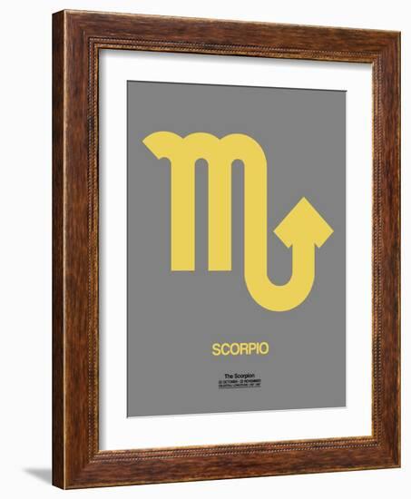 Scorpio Zodiac Sign Yellow on Grey-NaxArt-Framed Art Print