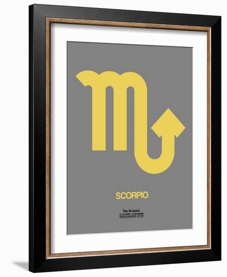 Scorpio Zodiac Sign Yellow on Grey-NaxArt-Framed Art Print