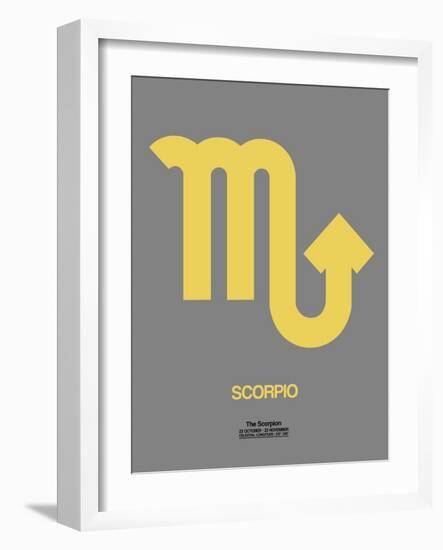 Scorpio Zodiac Sign Yellow on Grey-NaxArt-Framed Art Print