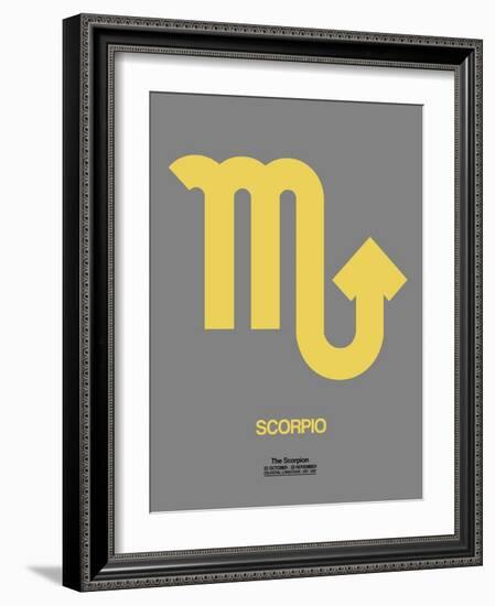 Scorpio Zodiac Sign Yellow on Grey-NaxArt-Framed Art Print