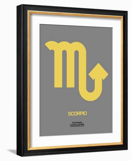 Scorpio Zodiac Sign Yellow on Grey-NaxArt-Framed Art Print