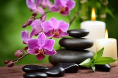 Spa Concept Zen Basalt Stones ,Orchid and Candle-scorpp-Photographic Print