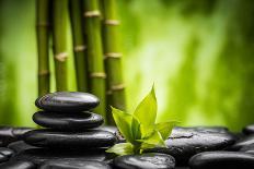 Zen Basalt Stones and Bamboo on the Wood-scorpp-Photographic Print