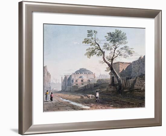 Scotch Church and the Remains of London Wall, 1818-John Varley-Framed Giclee Print