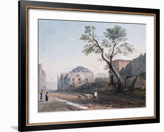 Scotch Church and the Remains of London Wall, 1818-John Varley-Framed Giclee Print