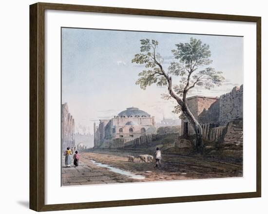 Scotch Church and the Remains of London Wall, 1818-John Varley-Framed Giclee Print