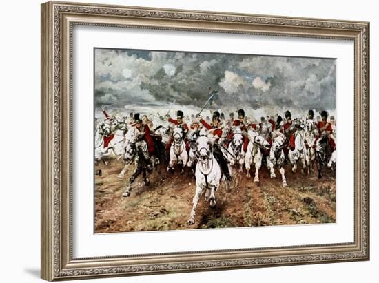 Scotland for Ever, the Charge of the Scots Greys at Waterloo, 18 June 1815-Elizabeth Butler-Framed Giclee Print