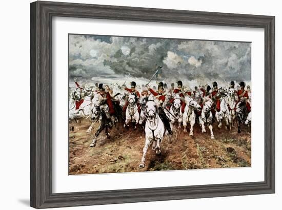 Scotland for Ever, the Charge of the Scots Greys at Waterloo, 18 June 1815-Elizabeth Butler-Framed Giclee Print