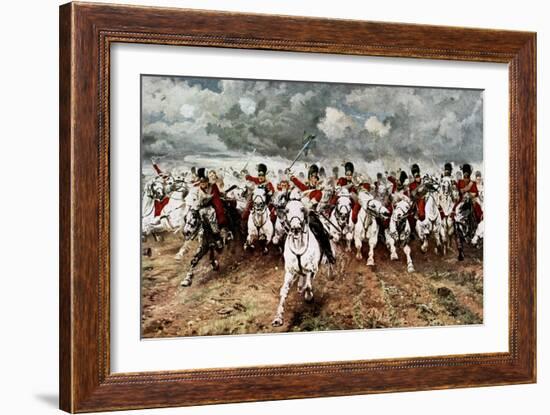 Scotland for Ever, the Charge of the Scots Greys at Waterloo, 18 June 1815-Elizabeth Butler-Framed Giclee Print