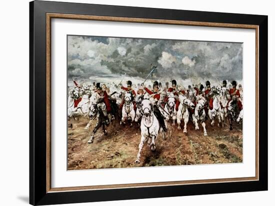 Scotland for Ever, the Charge of the Scots Greys at Waterloo, 18 June 1815-Elizabeth Butler-Framed Giclee Print