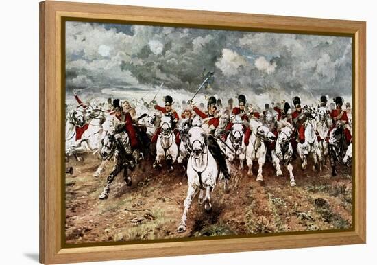 Scotland for Ever, the Charge of the Scots Greys at Waterloo, 18 June 1815-Elizabeth Butler-Framed Premier Image Canvas