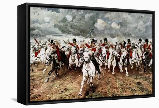 Scotland for Ever, the Charge of the Scots Greys at Waterloo, 18 June 1815-Elizabeth Butler-Framed Premier Image Canvas
