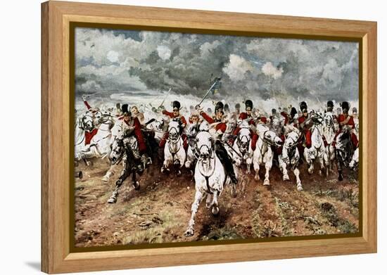 Scotland for Ever, the Charge of the Scots Greys at Waterloo, 18 June 1815-Elizabeth Butler-Framed Premier Image Canvas