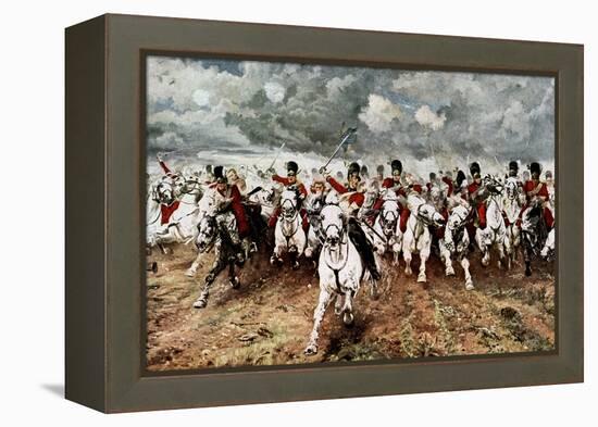 Scotland for Ever, the Charge of the Scots Greys at Waterloo, 18 June 1815-Elizabeth Butler-Framed Premier Image Canvas