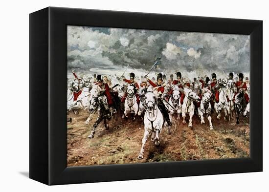 Scotland for Ever, the Charge of the Scots Greys at Waterloo, 18 June 1815-Elizabeth Butler-Framed Premier Image Canvas