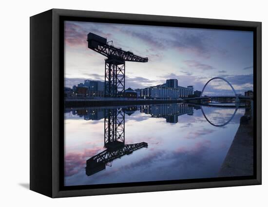 Scotland, Glasgow, Clydebank, the Finneston Crane and Modern Clydebank Skyline-Steve Vidler-Framed Premier Image Canvas