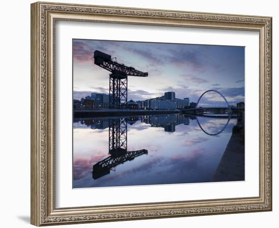 Scotland, Glasgow, Clydebank, the Finneston Crane and Modern Clydebank Skyline-Steve Vidler-Framed Photographic Print