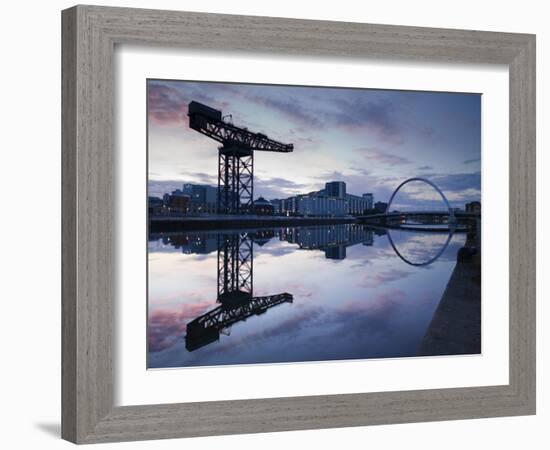 Scotland, Glasgow, Clydebank, the Finneston Crane and Modern Clydebank Skyline-Steve Vidler-Framed Photographic Print