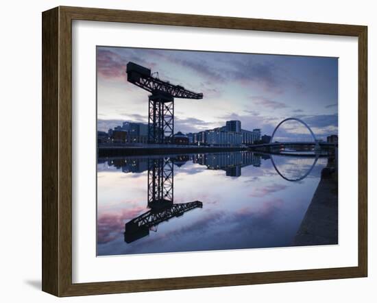 Scotland, Glasgow, Clydebank, the Finneston Crane and Modern Clydebank Skyline-Steve Vidler-Framed Photographic Print