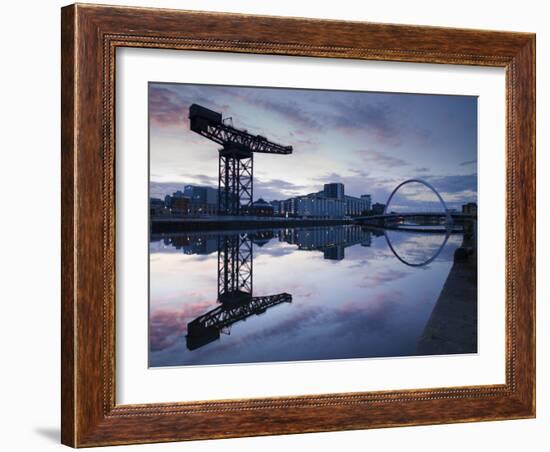 Scotland, Glasgow, Clydebank, the Finneston Crane and Modern Clydebank Skyline-Steve Vidler-Framed Photographic Print