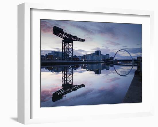 Scotland, Glasgow, Clydebank, the Finneston Crane and Modern Clydebank Skyline-Steve Vidler-Framed Photographic Print