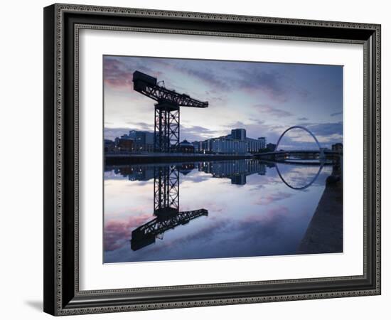 Scotland, Glasgow, Clydebank, the Finneston Crane and Modern Clydebank Skyline-Steve Vidler-Framed Photographic Print