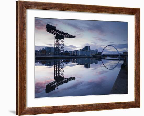 Scotland, Glasgow, Clydebank, the Finneston Crane and Modern Clydebank Skyline-Steve Vidler-Framed Photographic Print