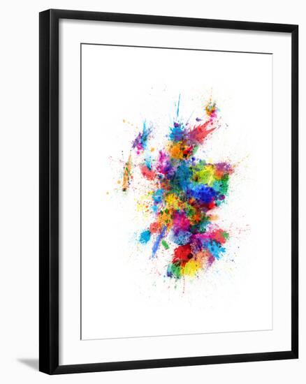 Scotland Paint Splashes Map-Michael Tompsett-Framed Art Print