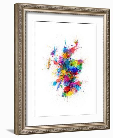 Scotland Paint Splashes Map-Michael Tompsett-Framed Art Print