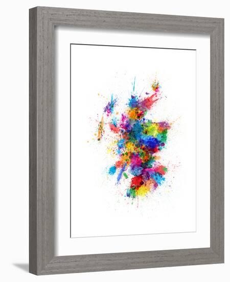 Scotland Paint Splashes Map-Michael Tompsett-Framed Art Print