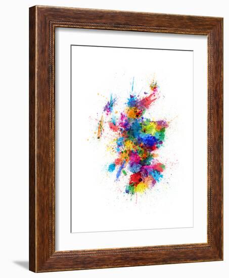 Scotland Paint Splashes Map-Michael Tompsett-Framed Art Print