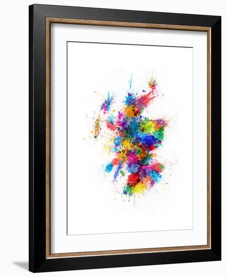 Scotland Paint Splashes Map-Michael Tompsett-Framed Art Print