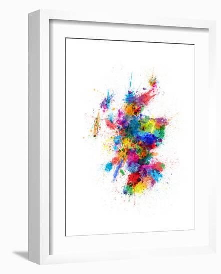 Scotland Paint Splashes Map-Michael Tompsett-Framed Art Print