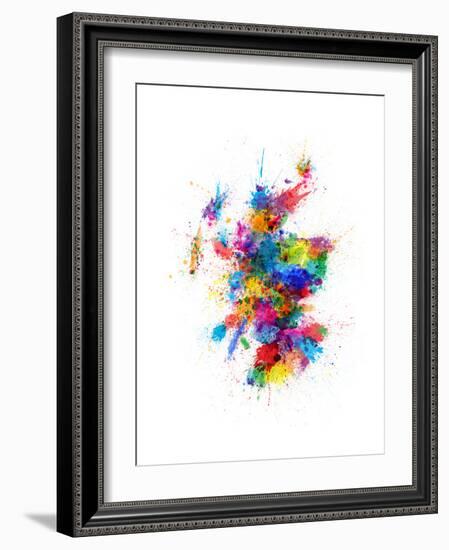 Scotland Paint Splashes Map-Michael Tompsett-Framed Art Print