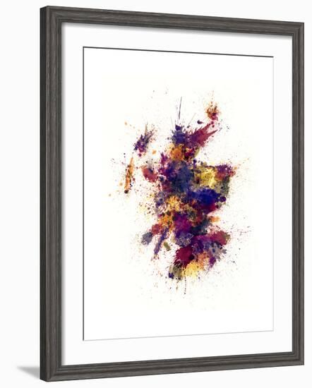 Scotland Paint Splashes Map-Michael Tompsett-Framed Art Print