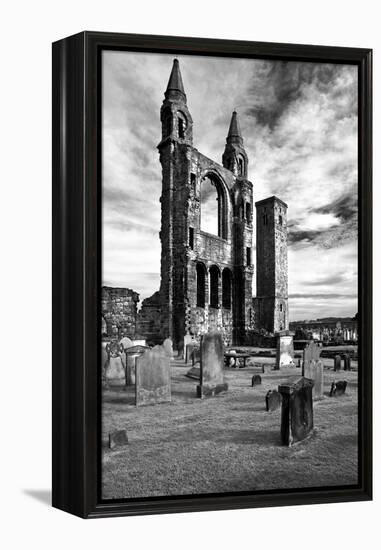 Scotland, St. Andrews, Old Cathedral, Ruin, B / W-Thomas Ebelt-Framed Premier Image Canvas