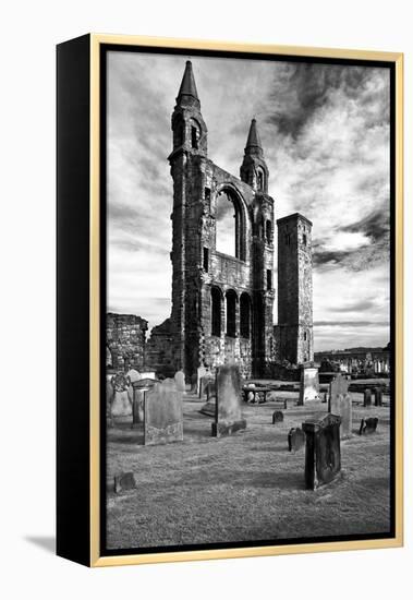 Scotland, St. Andrews, Old Cathedral, Ruin, B / W-Thomas Ebelt-Framed Premier Image Canvas