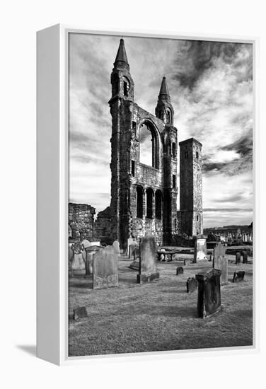 Scotland, St. Andrews, Old Cathedral, Ruin, B / W-Thomas Ebelt-Framed Premier Image Canvas