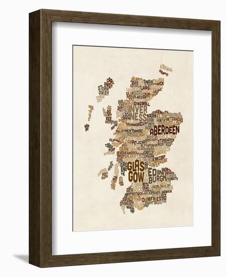 Scotland Typography Text Map-Michael Tompsett-Framed Art Print