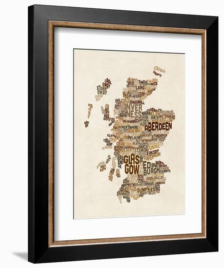 Scotland Typography Text Map-Michael Tompsett-Framed Art Print