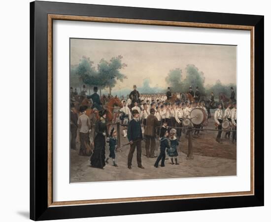 Scots Guards Drilling in Rotten Row, 1880-Jean-Baptiste Edouard Detaille-Framed Giclee Print