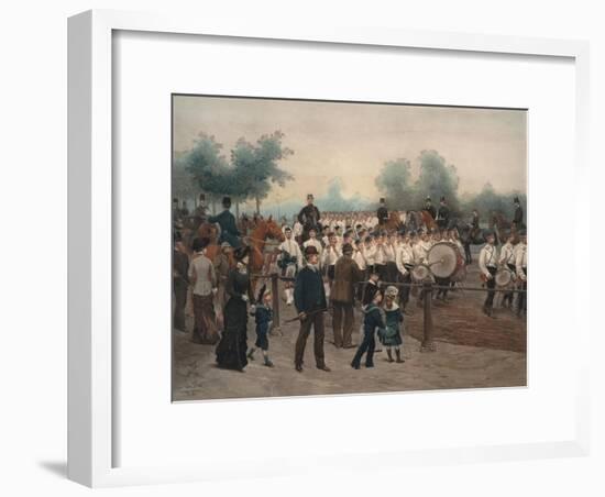 Scots Guards Drilling in Rotten Row, 1880-Jean-Baptiste Edouard Detaille-Framed Giclee Print