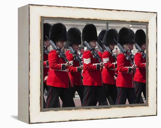 Scots Guards Marching Past Buckingham Palace, Rehearsal for Trooping the Colour, London, England, U-Stuart Black-Framed Premier Image Canvas